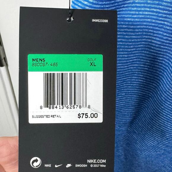 NWT Nike Golf Polo Shirt DRI-Fit Men’s XL Striped Blue Standard Fit NEW - Picture 4 of 11